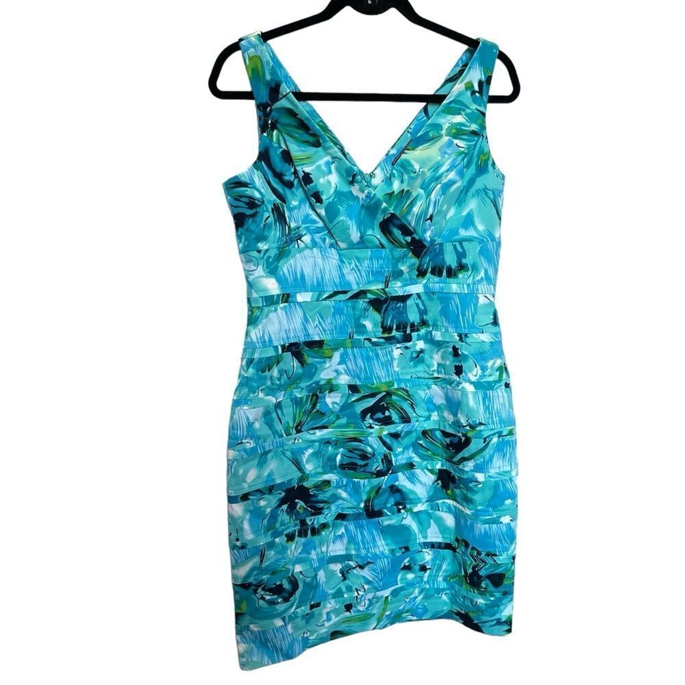 American Living Women's Sleeveless Sheath Dress Blue/Green/White Size 10